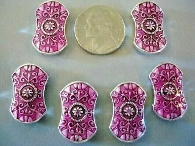 2 Hole Slider Beads Hourglass Bright  Pink 6 Pieces • $7.95