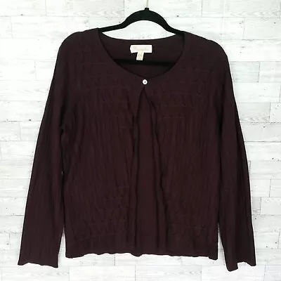 Mainbocher Silk Blend Cardigan Sweater Single Button Plum Purple Top Sz L Large • $29.99