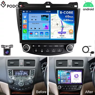 4+64GB Android 13.0 Carplay For Honda Accord 2003-2007 Car Radio Stereo GPS Navi • $279.99