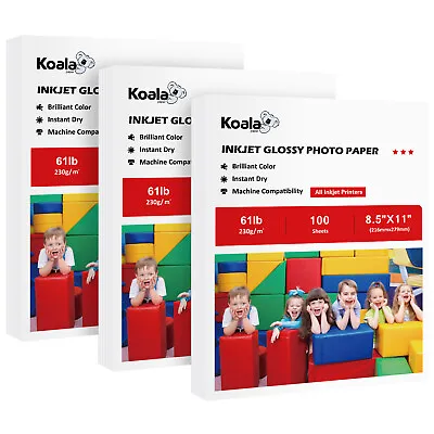 300 Sheets Koala Premium Glossy Photo Paper 8.5x11 61lb Inkjet Printer Epson HP • $38.99