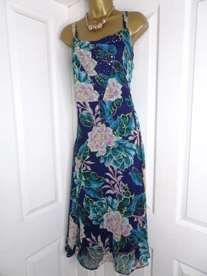 £0.99 • Buy M&S Per Una Floral Print Embellished Chiffon Dress Size 14 Spring Summer Season