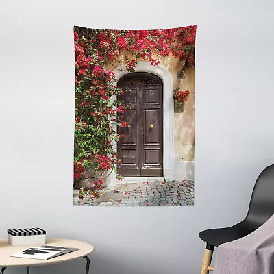 Moroccan Tapestry Old Door With Flowers Print Wall Hanging Decor • $32.99