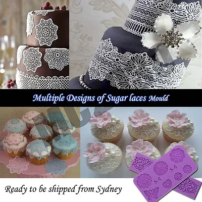 Lace Silicone Mould Sugar Craft Fondant Mat Cake Decorating Tool Pastry Cutter • $5.40