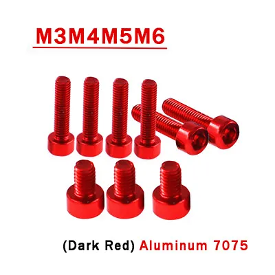 Aluminum Alloy Metric M3 M4 M5 M6 Allen Bolt Socket Cap Screws Hex Head Dark Red • $2.29