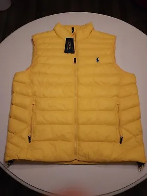 Nwt Polo Ralph Lauren Yellow Blue Bubble Sleeveless Vest Size Large Men Jacket • $87.14