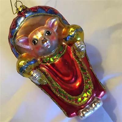Vtg XMAS CHIHUAHUA Ornament Glass Figural Puppy Dog Mexican Sombrero Maracas • $11.99