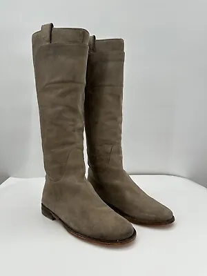 Frye Paige Boots 7.5B Womens Gray Leather Knee High Pull On Equestrian New Soles • $47.50