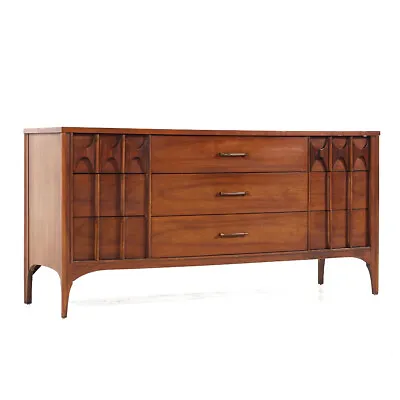 Kent Coffey Perspecta Mid Century Walnut And Rosewood 9 Drawer Lowboy Dresser • $3447