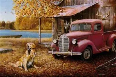 A Golden Autumn By Larry Chandler Dog Retriever Print SN  23.5 X 16 • £38.50