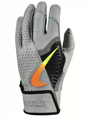 NIKE Trout Force Elite Grey Black Orange Volt Baseball Batting Gloves Mens M 2XL • $47.18