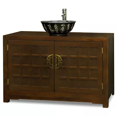 US Seller - Mahogany Finish Elmwood Oriental Tansu Vanity Cabinet • $2158