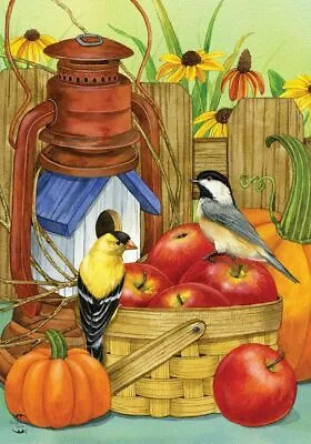 Bird Thanksgiving Fall Pumpkins Apples Birdhouse Mini Window Garden Yard Flag • $8.97