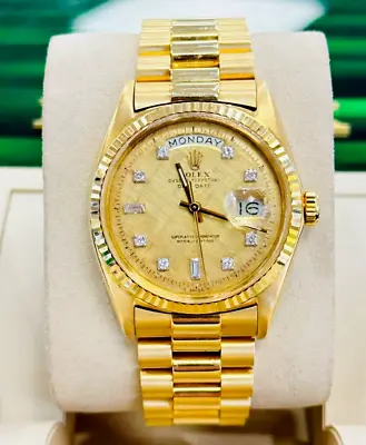 Rolex Day-Date President 1803 18k Y Gold Diamond Linen Pam Dial Service Card • $22957.92