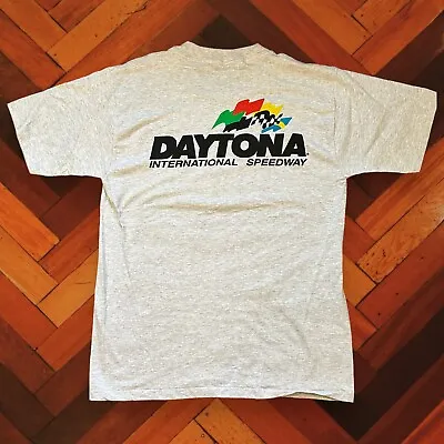 Vintage NASCAR Daytona International Speedway Gray T Shirt Large Great Shape • $19.99