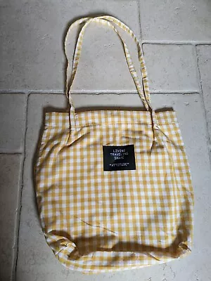 Yellow & White Gingham Cotton Lined Tote Bag • £5