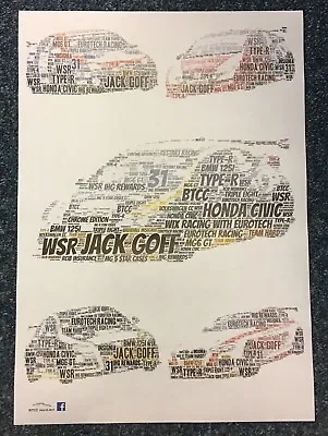 BTCC Jack Goff 31 WIX Honda Civic BMW 125 MG6 GT & Insignia Word Art ~ A3 Poster • £7.85