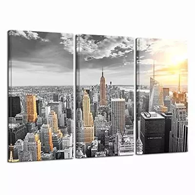  Large 3 Piece New York City Canvas Wall Art Modern Black And White NYC At  • $117.45