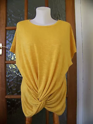 Mustard Yellow Twist Front Top Tunic Size L Fit Size 16 18 By New Look • £4