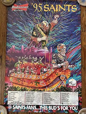 Vintage 1995  NEW ORLEANS SAINTS FOOTBALL SCHEDULE POSTER 20x30 Tuna Seither • $29.95