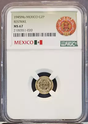 1945 Mexico Gold 2 Pesos Restrike Ngc Ms 67 Great Luster Dos Pesos Gem • $209.95