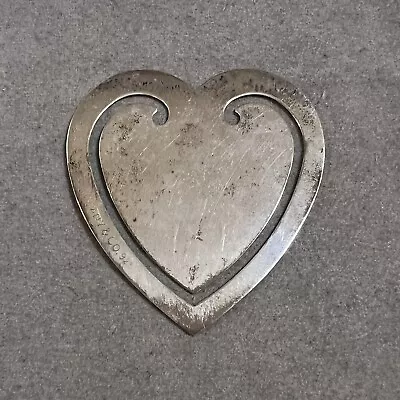 Vintage Tiffany & Company Sterling Silver Heart Shape Page Clip Bookmark Signed • $70