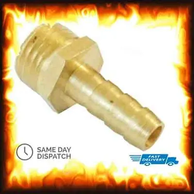 1/4  BSP To 8mm Brass Male Barb Hose Tail Fitting Fuel Air Gas Water Hose Oil • £3.99