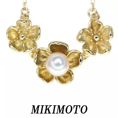 MIKIMOTO K18 Necklace Baby Pearl 4.8Mm Flower Akoya Used Jw525 • $559.99