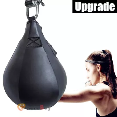 Speed Ball Bag Boxing Leather MMA Muay Thai Punching Hanging Workout Kicking US • $14.29