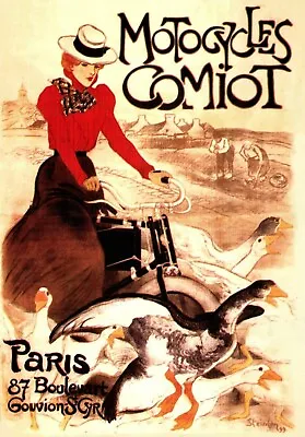 Postcard Motorcycles Comiot 1899 Steinlen  • $4.35