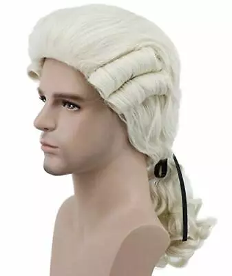 Karlery Judge Colonial Wig Man Long Wave Beige Wig Washington Halloween Costu... • $31.22