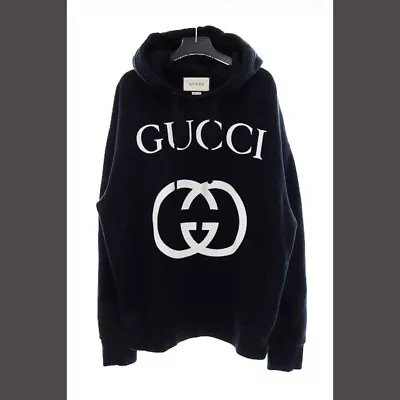 Gucci 475374 Interlocking G Sweatshirt Hoodie M Black Brand Vintage Used • $414.25