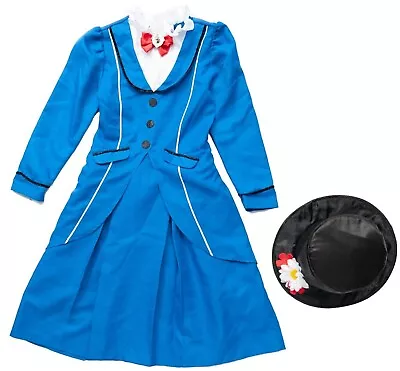 Mary Poppins Costume 9-10 Girls Dress Hat Disney George World Book Day Outfit • £0.99