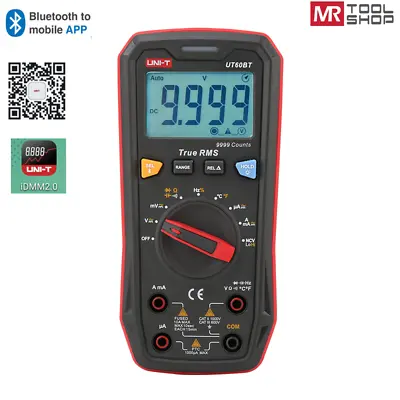 UNI-T TRMS Multimeter Digital Auto Range Bluetooth AC/DC Ohm Freq Temp Tester CE • £31.19