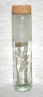 Cork Top Round Glass Clear And Frosted Bottle 12  Tall • $11.99