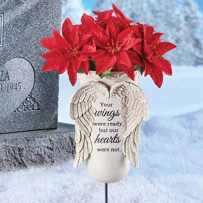  YOUR WINGS WERE READY  Angel Wings Memorial Cemetery Staked Flower Vase • $34.99