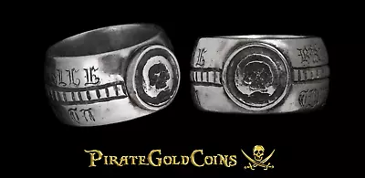 MEMENTO MORI 18th CENTURY GEORGIAN SILVER SKULL RING PIRATE GOLD COINS JEWELRY • $1850