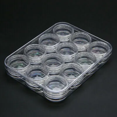 12Pcs Clear Plastic Case Bead Containers Round Small Jewelry Bead Storage Box • $4.38