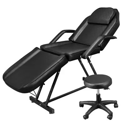 Salon SPA Black Beauty Bed Tattoo Facial W/ Adjust Foldable Massage Table Chairs • $139.99
