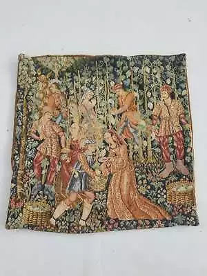 Vintage French Kingdom Scene Wall Hanging Tapestry Panel 47x47cm • $63.16