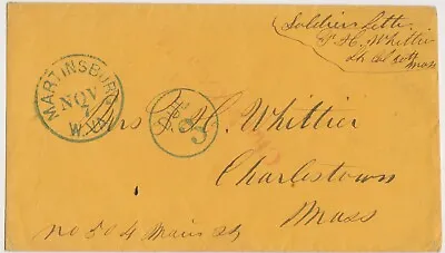 CIVIL WAR Soldiers Cover 30th MA  MARTINSBURG WV Signed Gen. Whittier As Lt. Col • $19.99