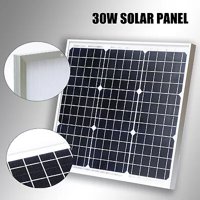 30W Mono Solar Panel Kit /Trickle Charger For 12V Battery CarVanMotorbikeBoat • £29.99