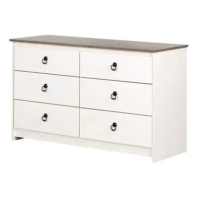 South Shore Dresser 31.25 H X 52 W X 19 D 6-Drawer White Wash/Weathered Oak • $250.71