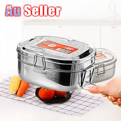 $16.99 • Buy 2 Layer Stainless Steel Container Bento Food Picnic Lunch Box Case Child Camping