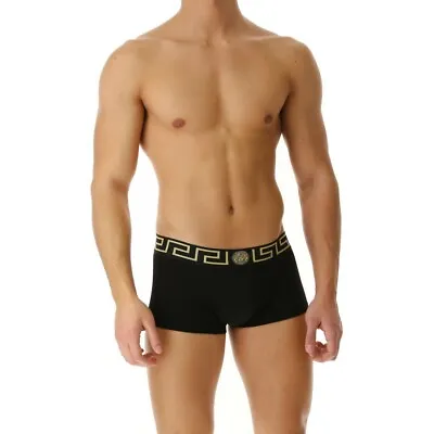 Black Versace Low Rise Medusa Trunks/Briefs/Underwear Greca Gold Border Sz Med • $26.99