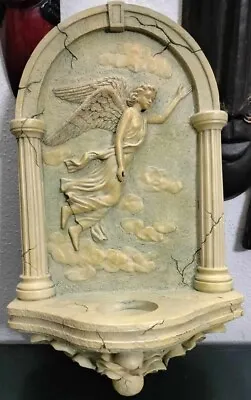 Italian Sconce Angel Candle Holder  Wall Plaque Faux Marble Ornate  Beautiful • $39.95