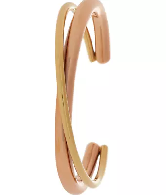 Calvin Klein 2 Tone Gold & Rose Double Strand Open Bangle Kj8xjf200020s 95 Small • £41