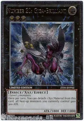 ZTIN-ENV02 Number 20: Giga-Brilliant Ultimate Rare Limited Edition YuGiOh Card • £0.99