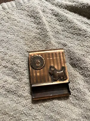 Vintage Unbranded Match Book Cover Holder Case Brass Unique & 1955 Matchbook  • $27