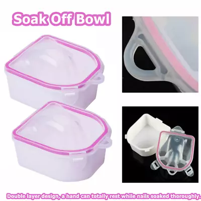 1/2Pcs Double Thickening SPA Resistant Acetone Soak Off Bowl Manicure Nail Treat • £7.14