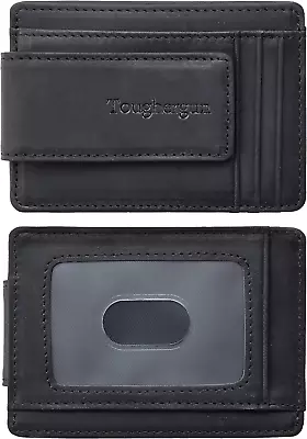 Genuine Leather Magnetic Front Pocket Money Clip Wallet RFID Blocking • $14.99